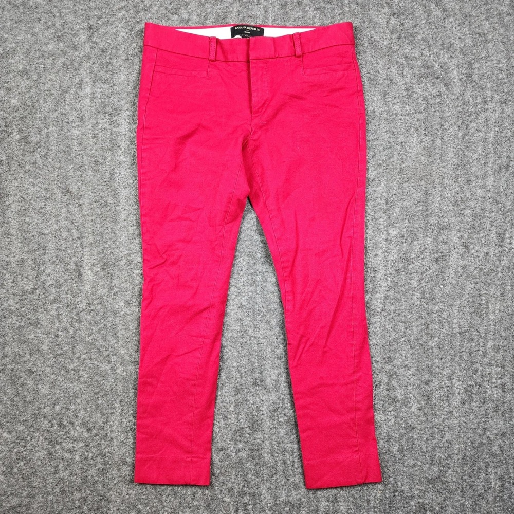 Banana Republic Sloan‎ Slim Leg Pants Women 0P Red Cropped Mid Rise Professional